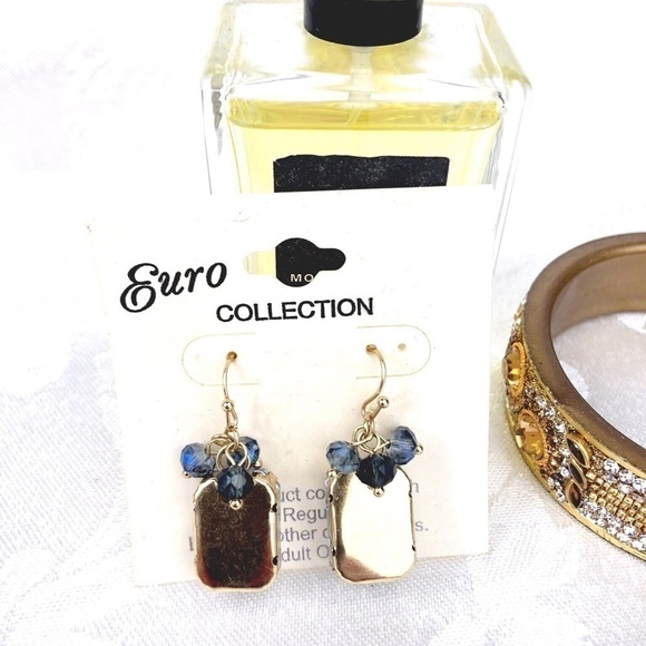 AQUA SQUARE LIGHTWEIGHT STATEMENT EARRINGS #204 - Picture 3 of 3